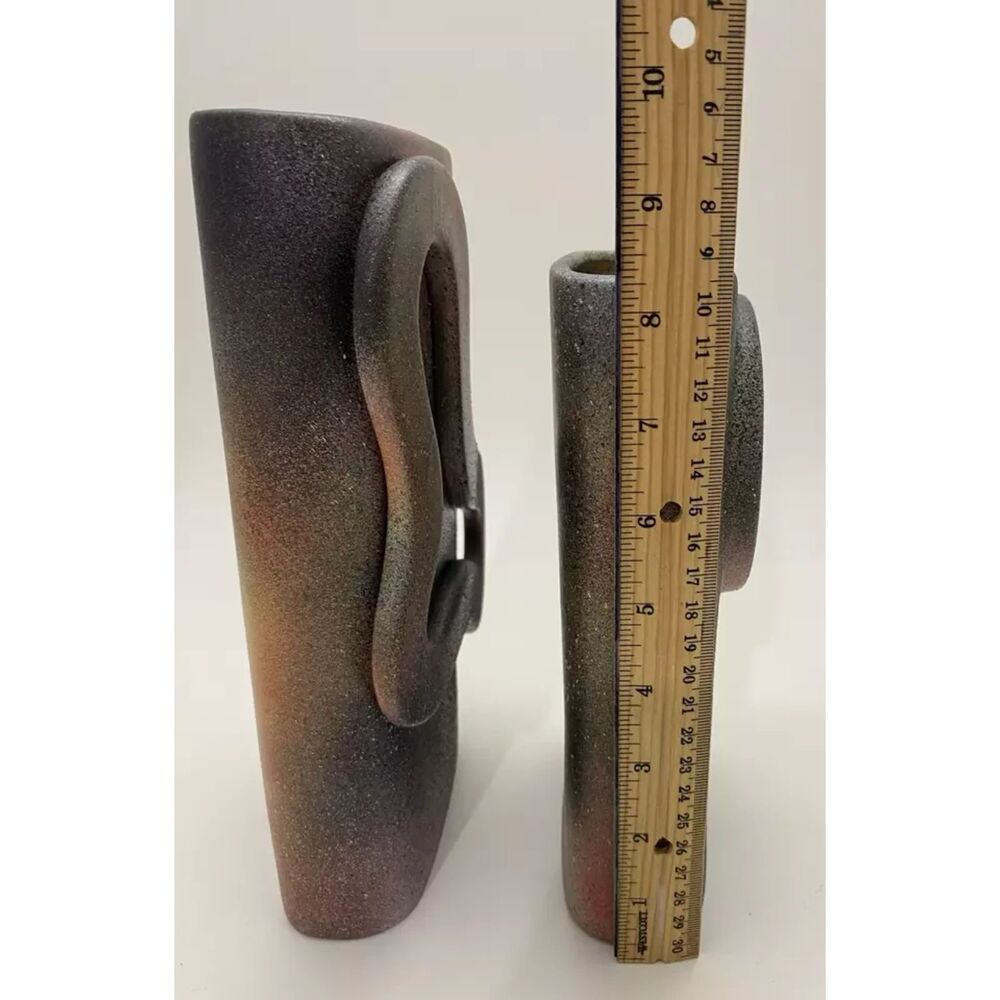 2-Piece Of Stunning Multi Colors Textured Ceramic Vases- Home Decor - Picture 5 of 11